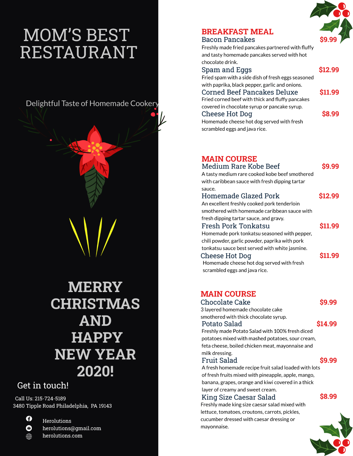 Free Holiday Menu Template To Edit Online regarding Free Caribbean Menu Template