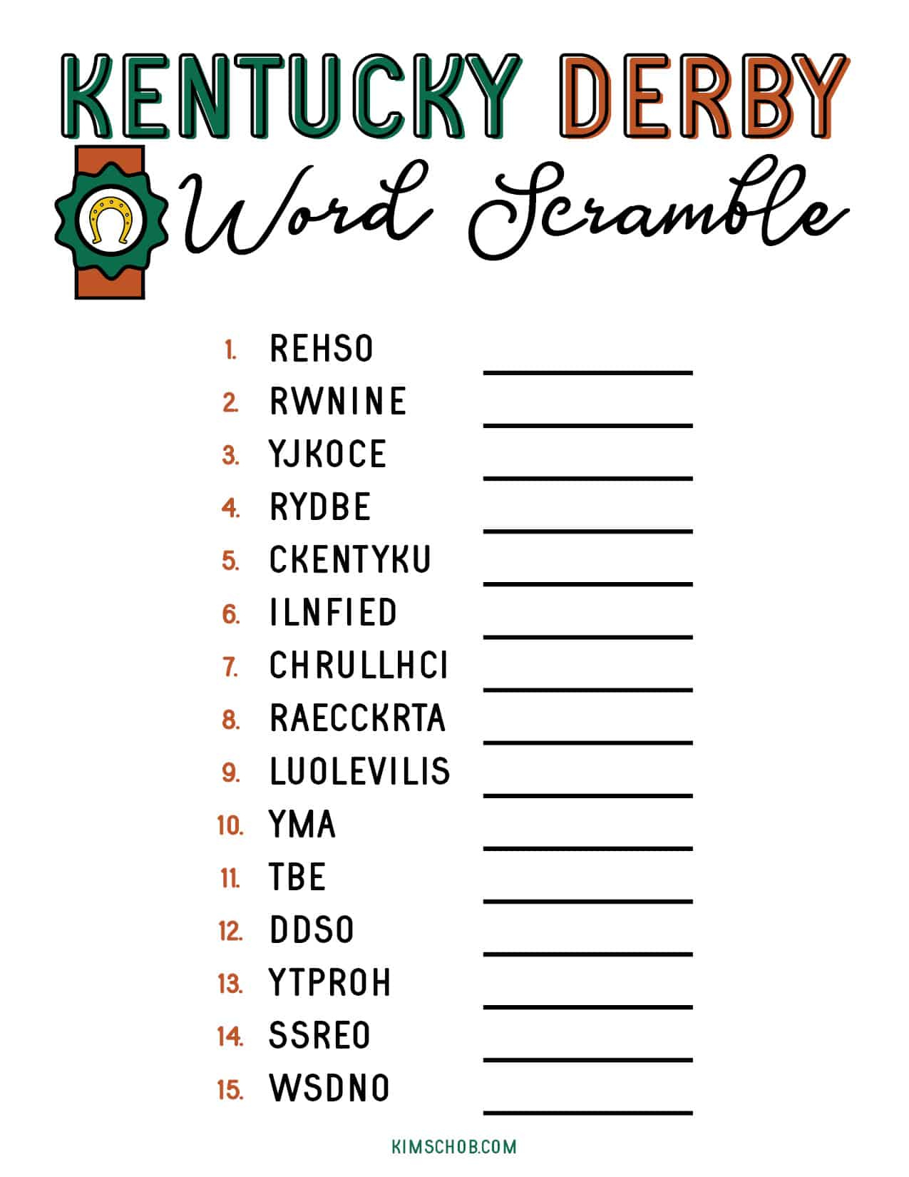 Free Kentucky Derby Printable Games - Kim Schob with Kentucky Derby Printables Free