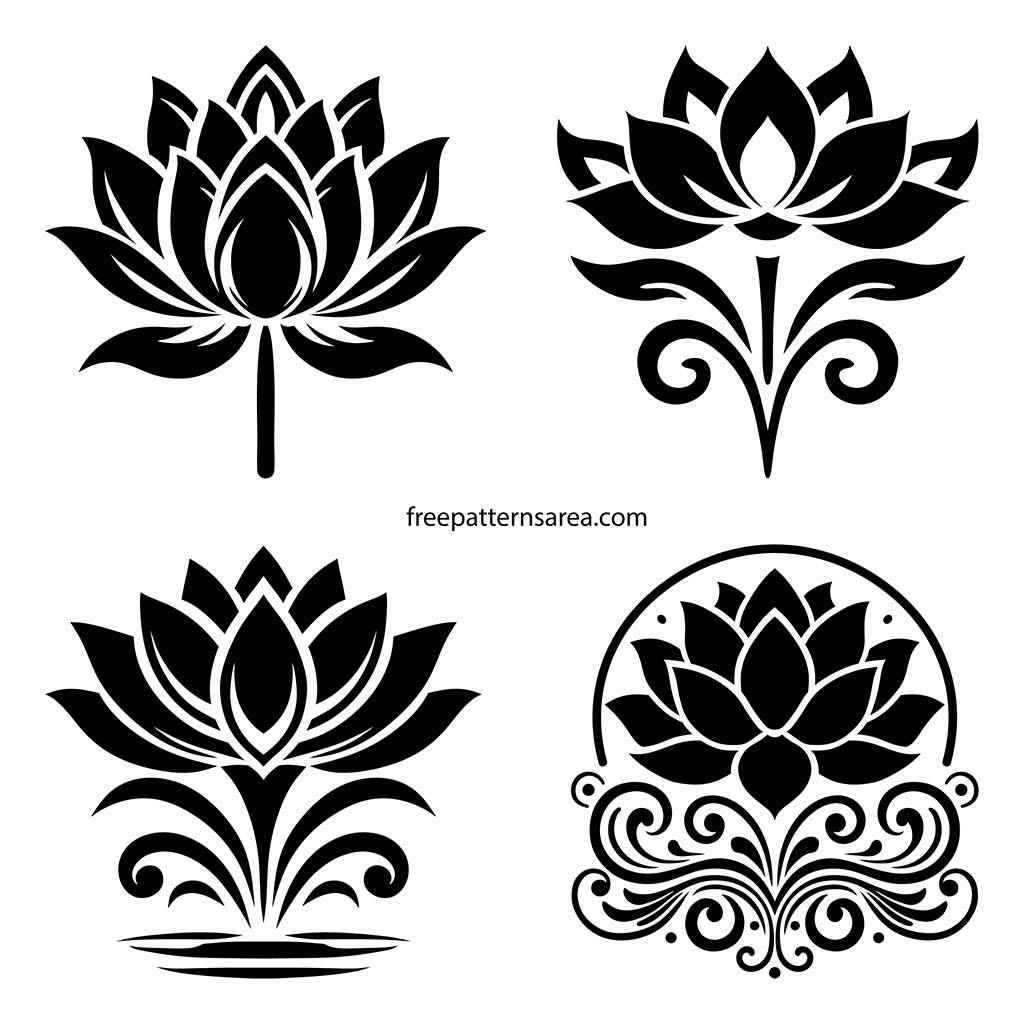 Free Lotus Flower Vector Art Designs: Download Now - Freepatternsarea in Free Printable Lotus Petal Pattern