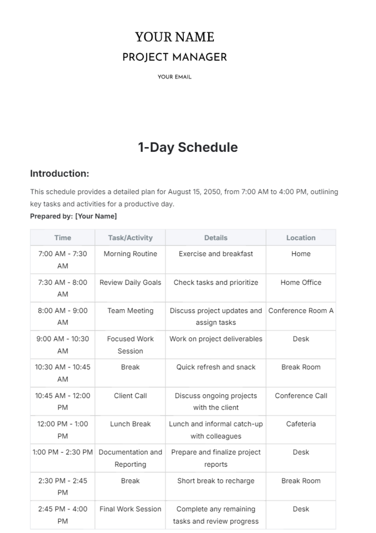 Free Nanny Schedule Template To Edit Online pertaining to Free Nanny Schedule Template