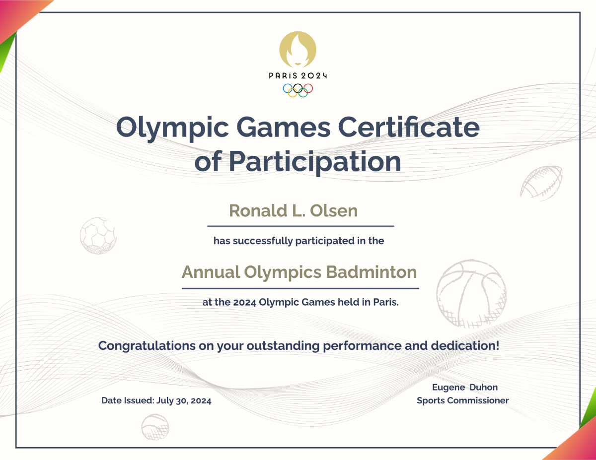Free Olympics Certificate Template To Edit Online regarding Free Printable Olympic Certificates