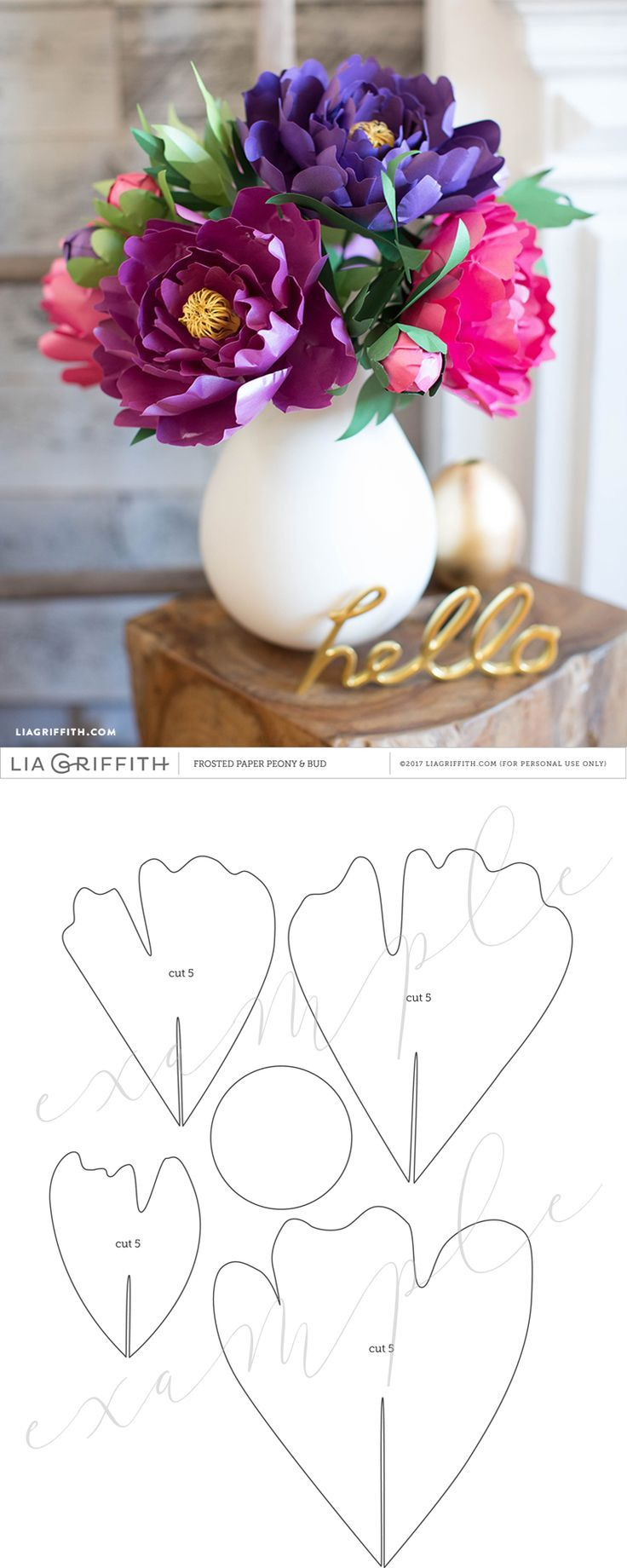 Free Paper Peony Template (*Free♥ Pretty ♥Things ♥For ♥You*) for Free Printable Peony Flower Patterns