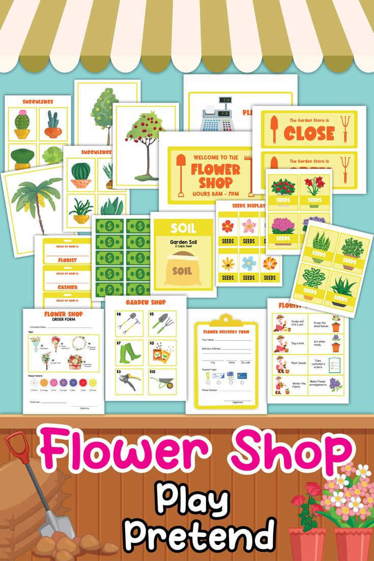 Free Preschool Pretend Play Plant Store Printable Bundle For Kids with regard to Free Preschool Flower Shop Printables