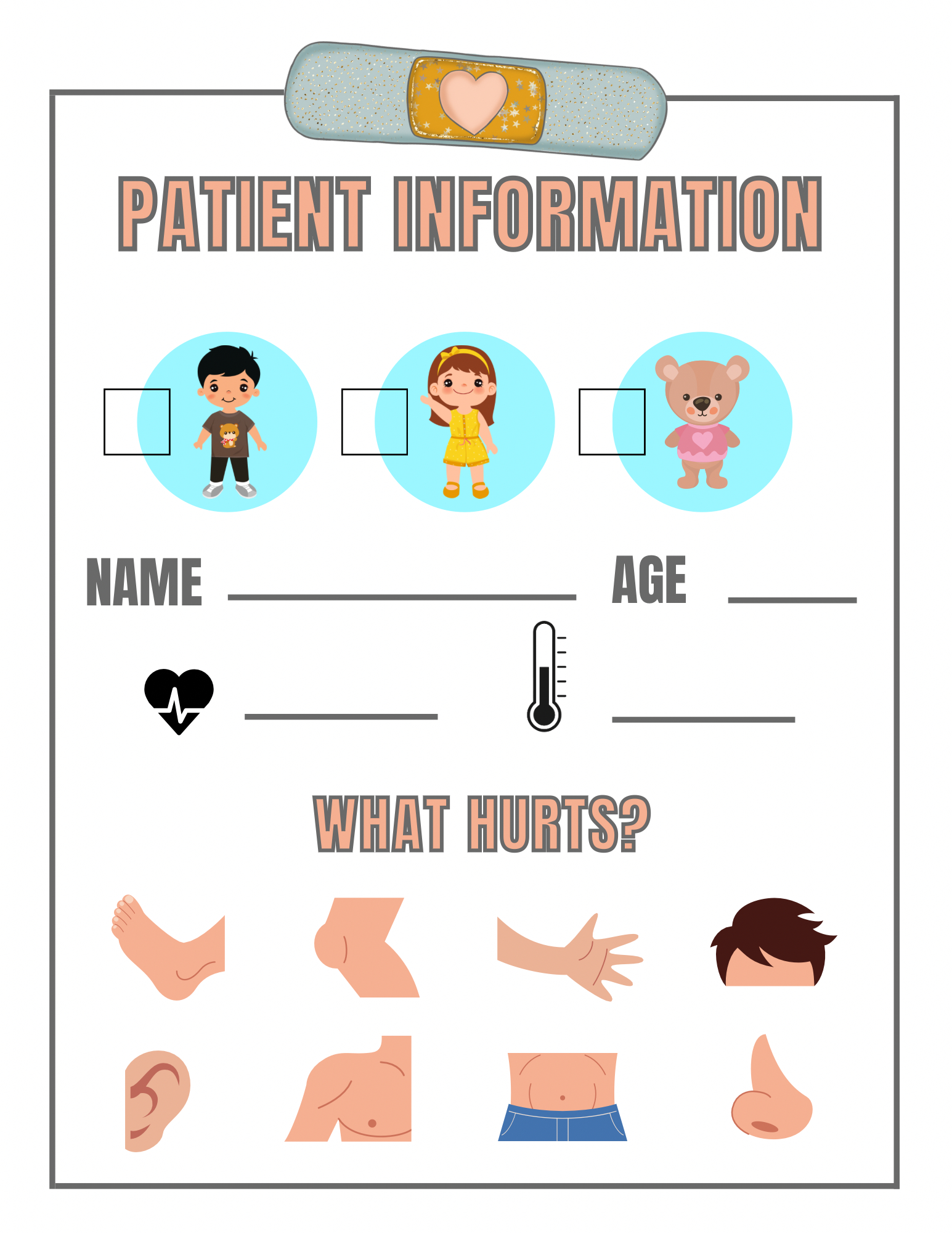 Free Pretend Play Doctor Activity Sheets For Kids | Dramatic Play with Free Doctor Dramatic Play Printables