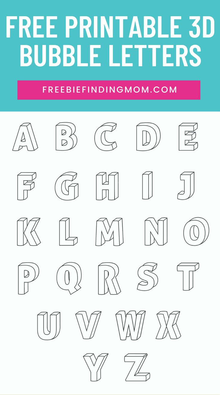 Free Printable 3D Bubble Letters Alphabet throughout Free Printable 3D Alphabet Letters