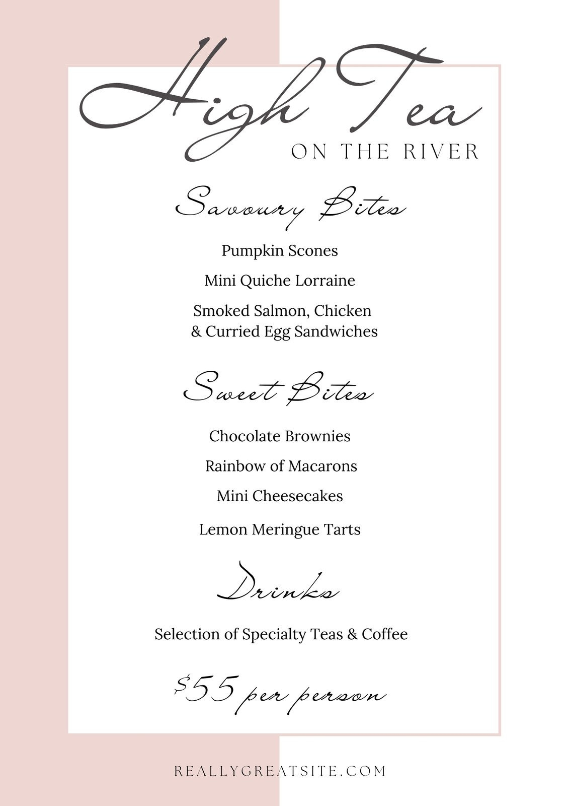 Free Printable And Customizable Fancy Menu Templates | Canva intended for Free Afternoon Tea Menu Template