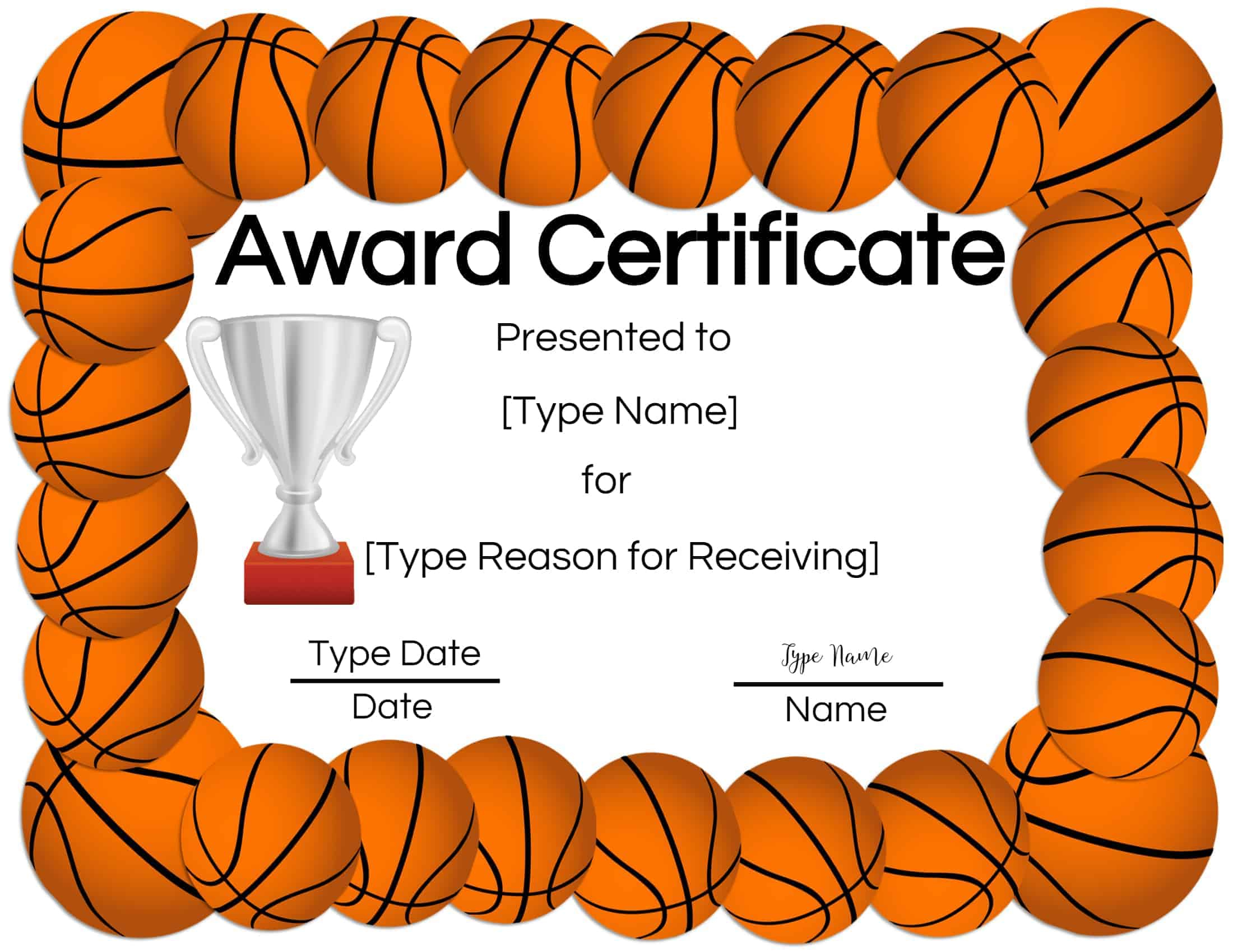 Free Printable Basketball Certificates | Edit Online And Print At for Free Printable Basketball Certificates