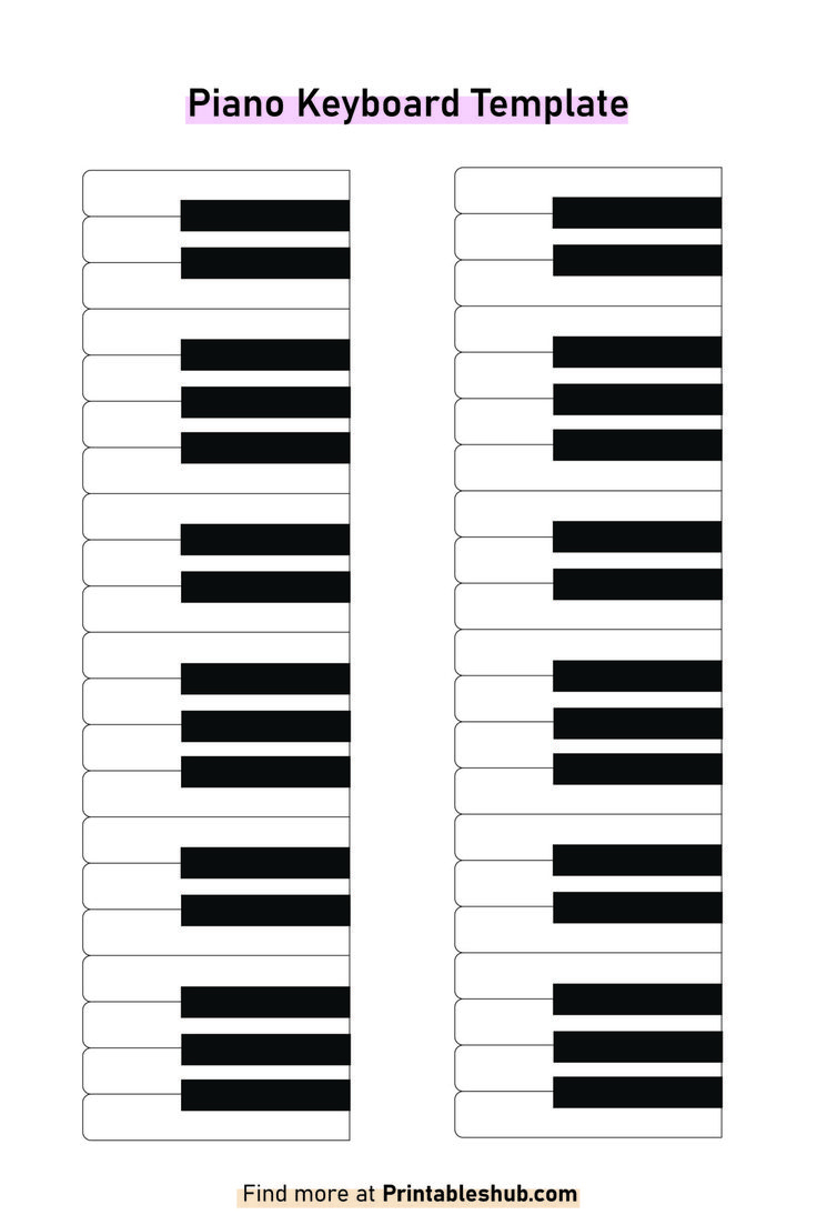 Free Printable Blank Piano Keyboard Templates [Pdf Included for Free Printable Keyboard Template