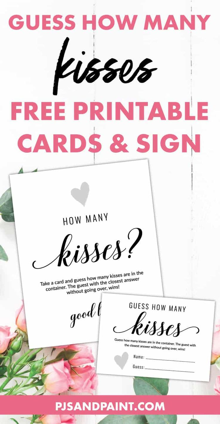 Free Printable Bridal Shower Games | Guess How Many Kisses for Guess How Many Kisses Free Printable