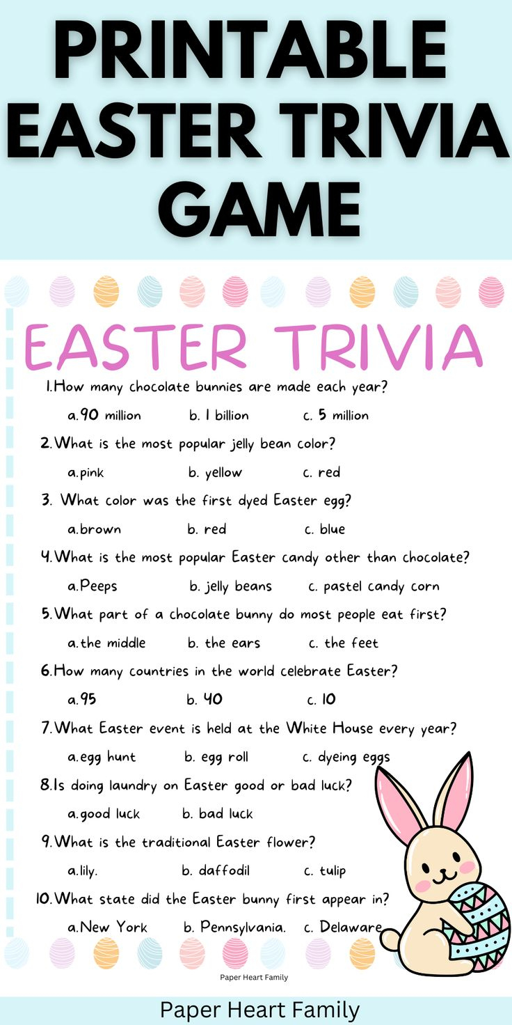 Free Printable Easter Trivia Game for Free Easter Trivia Printable