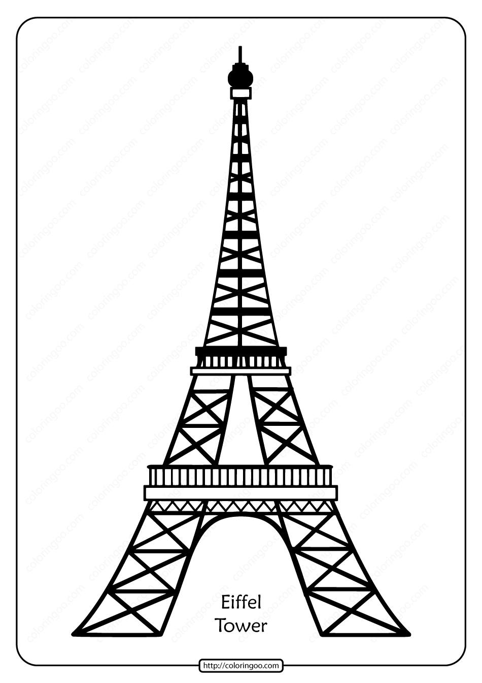 Free Printable Eiffel Tower Pdf Vector Outline with regard to Free Eiffel Tower Printables