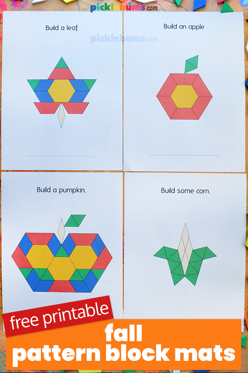 Free Printable Fall Pattern Block Mats - Picklebums in Free Pattern Blocks Printables