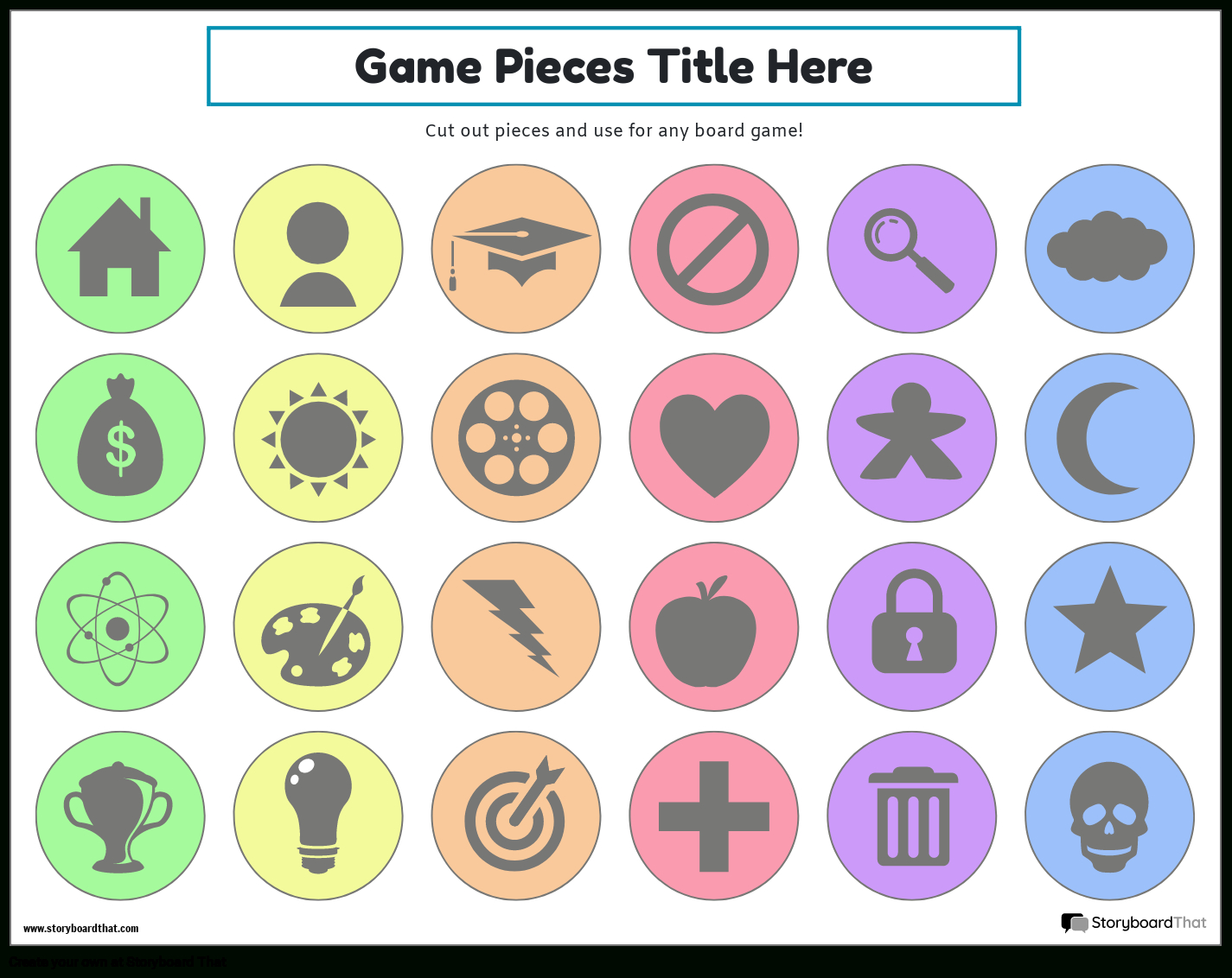 Free Printable Game Pieces Storyboardtemplates pertaining to Free Printable Game Pieces