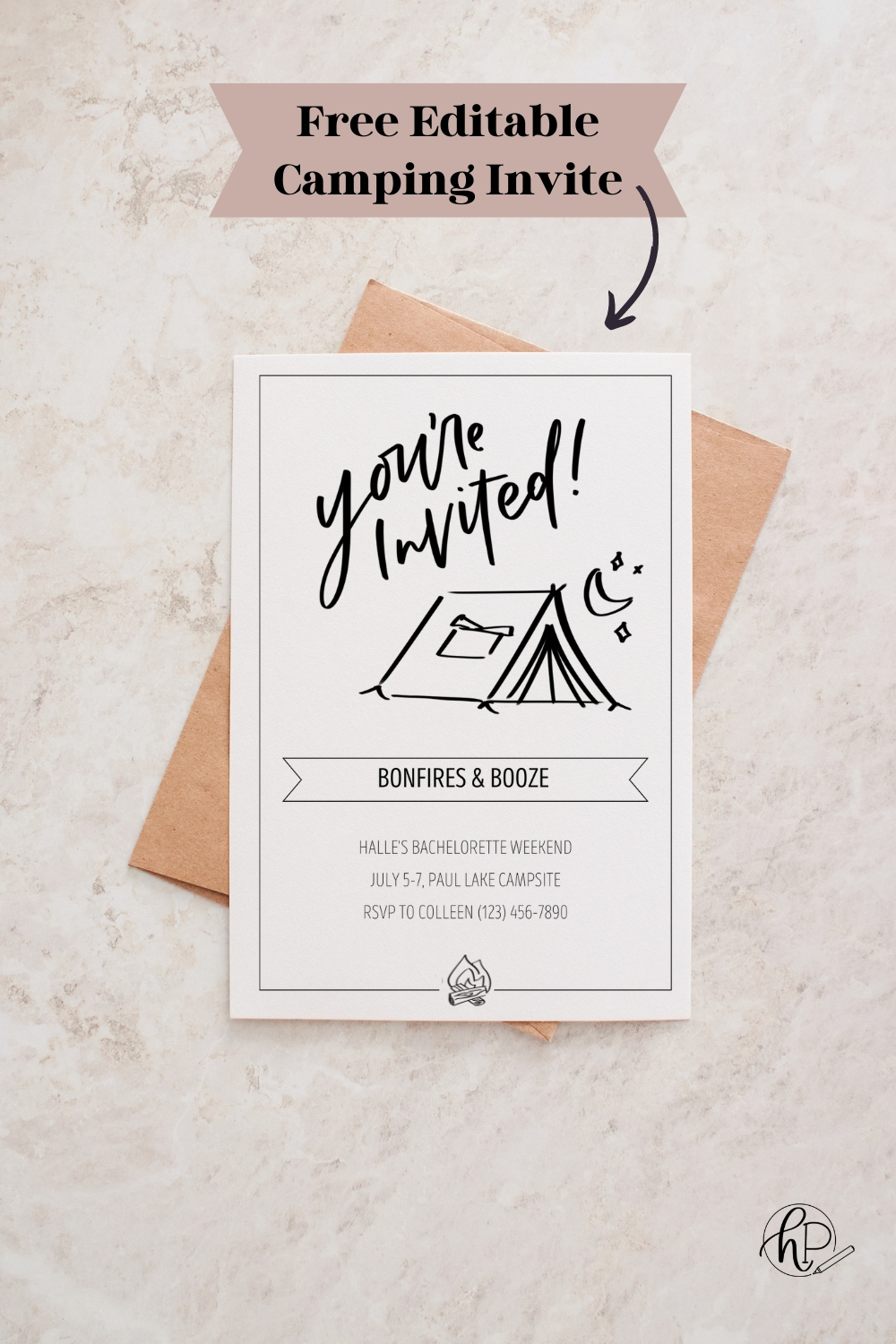 Free Printable Hand Lettered Invitation For A Camping Party - regarding Free Printable Camping Themed Birthday Invitations