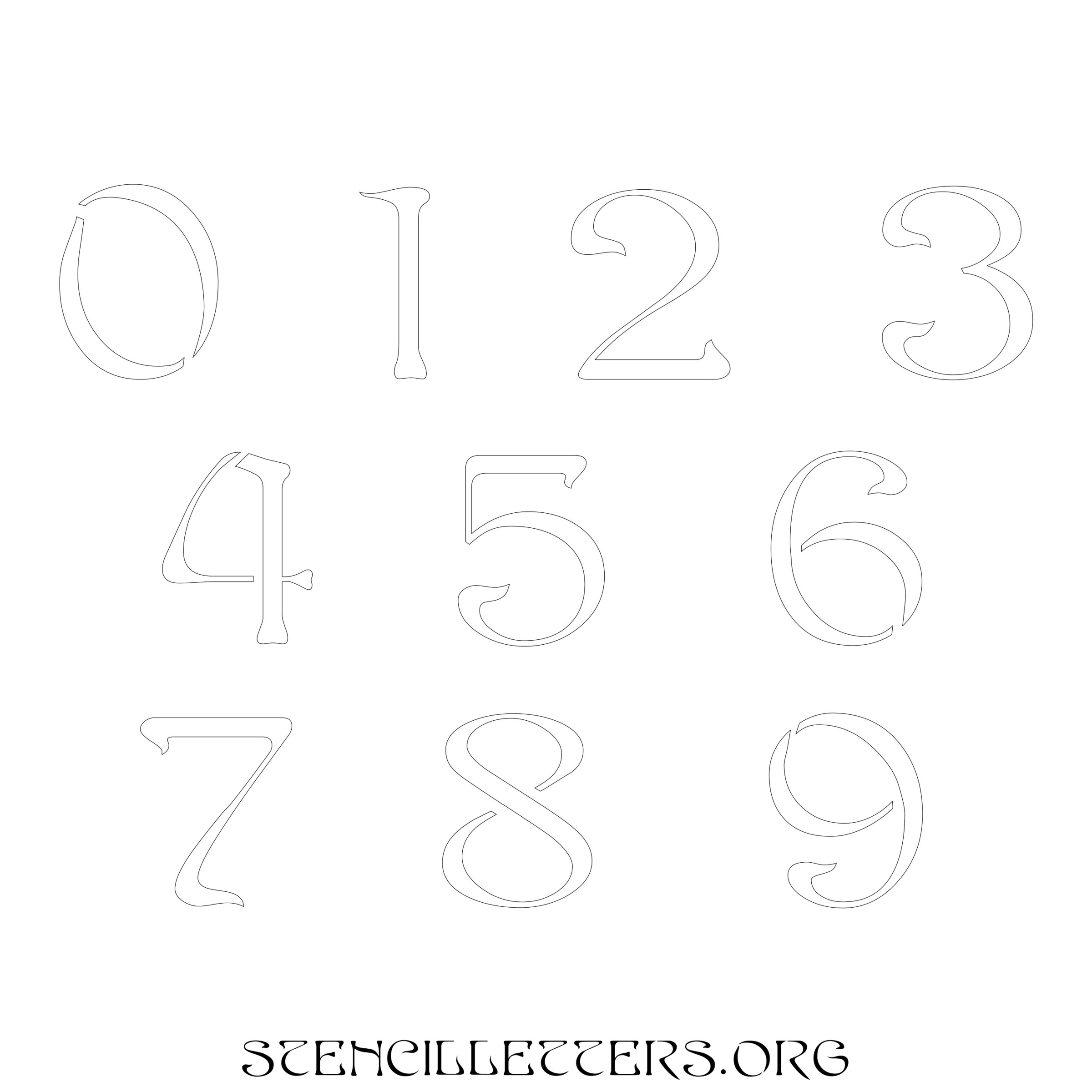 Free Printable Numbers Stencils Design Style 193 Art Nouveau pertaining to Printable 8 Inch Number Stencils