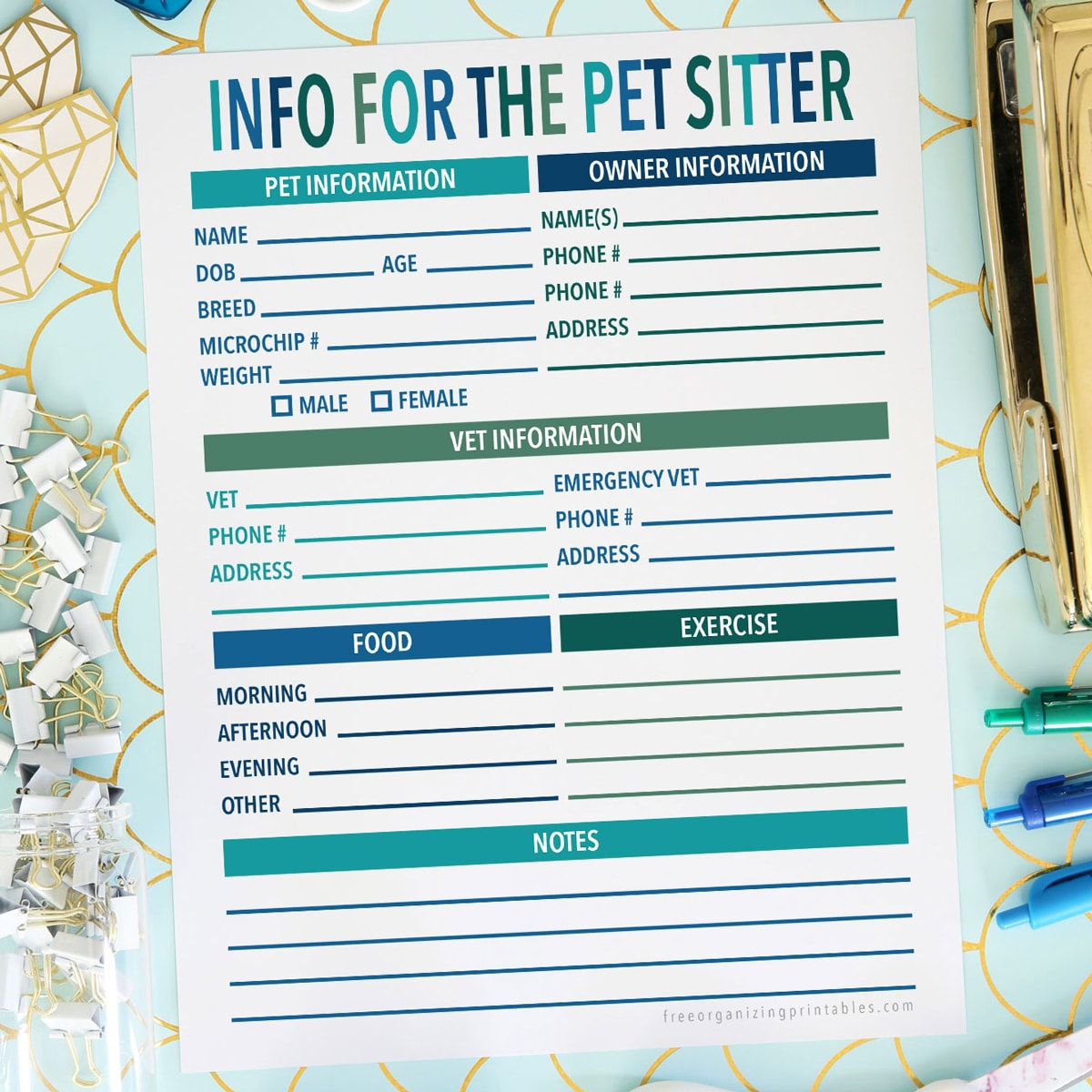 Free Printable Pet Sitting Forms | Free Organizing Printables within Free Pet Sitting Templates