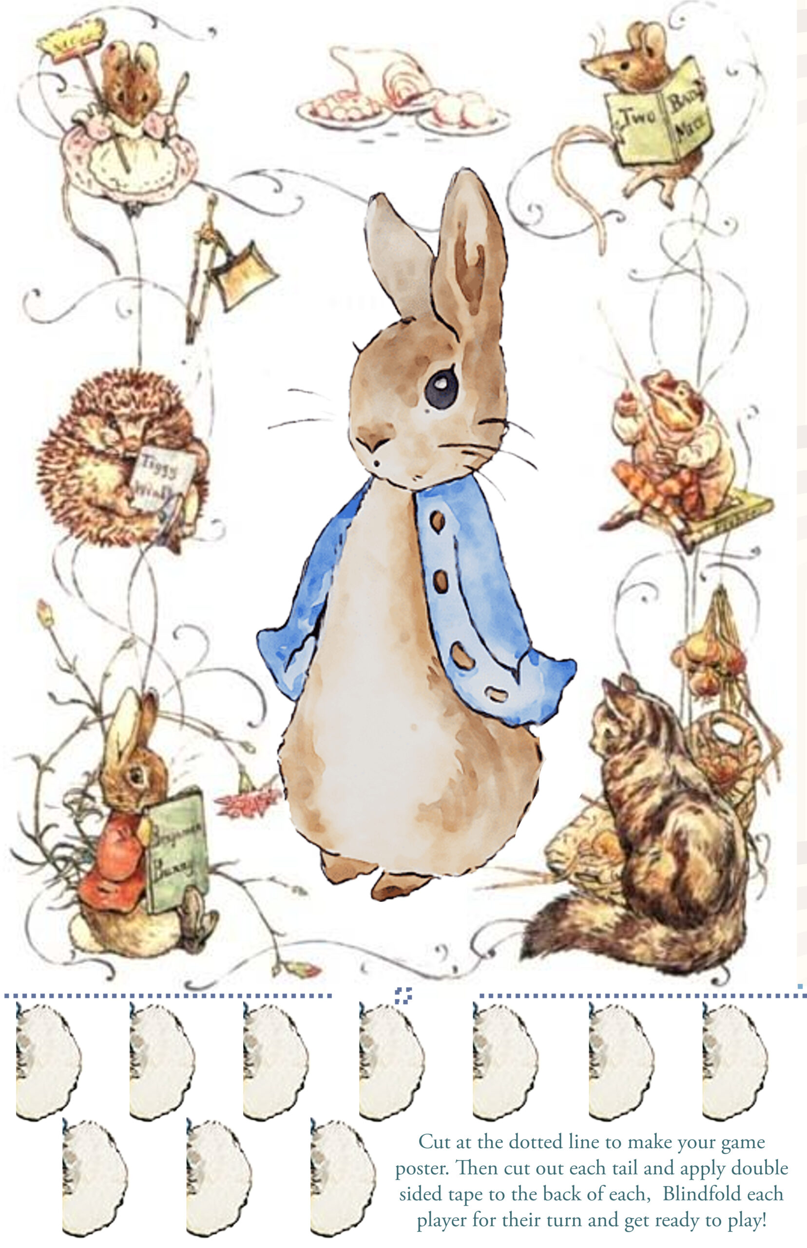 Free Printable Pin The Tail On Peter The Rabbit Game – Whimsical with Beatrix Potter Free Printables