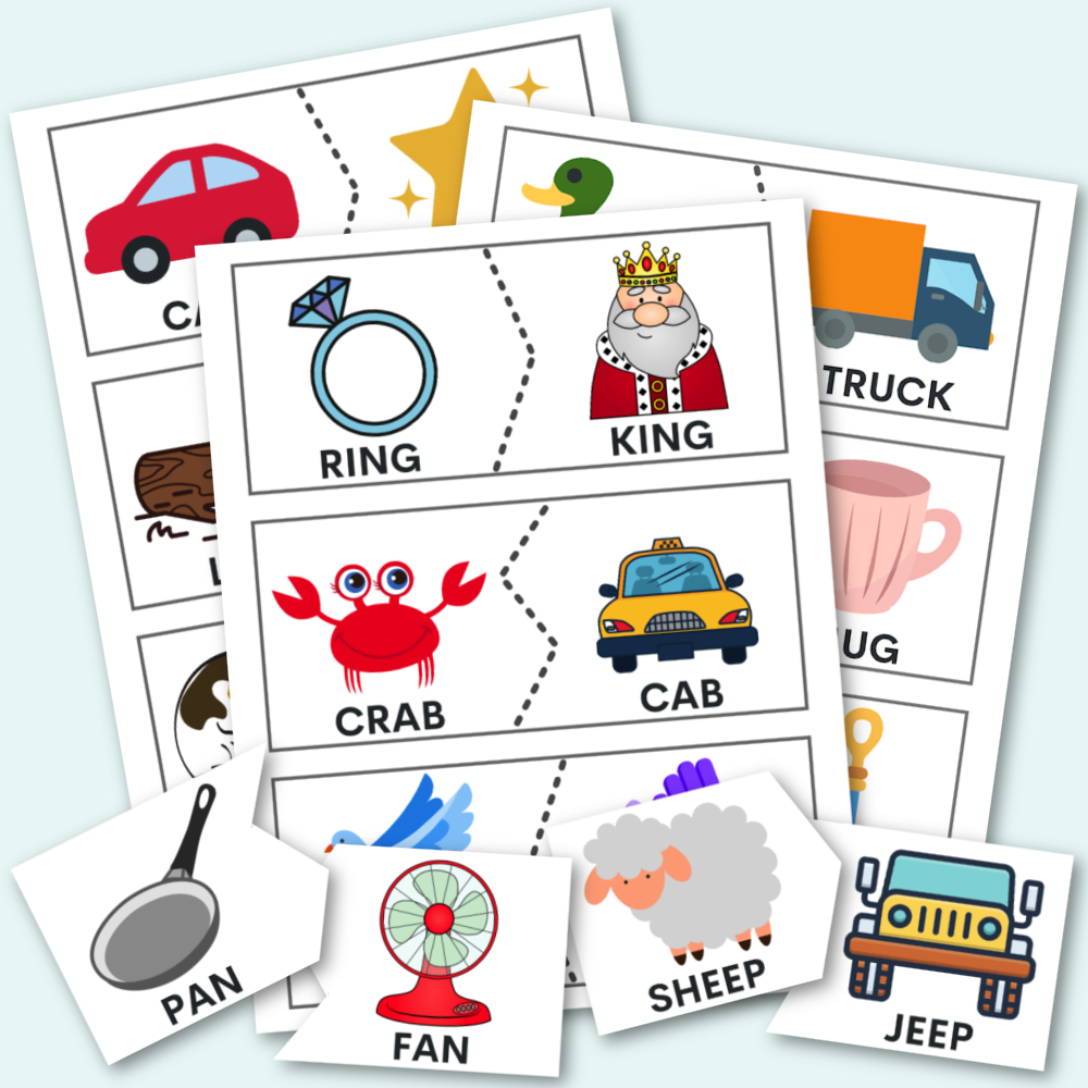 Free Printable Rhyming Puzzles - Kara Creates intended for Free Printable Rhyming Picture Cards
