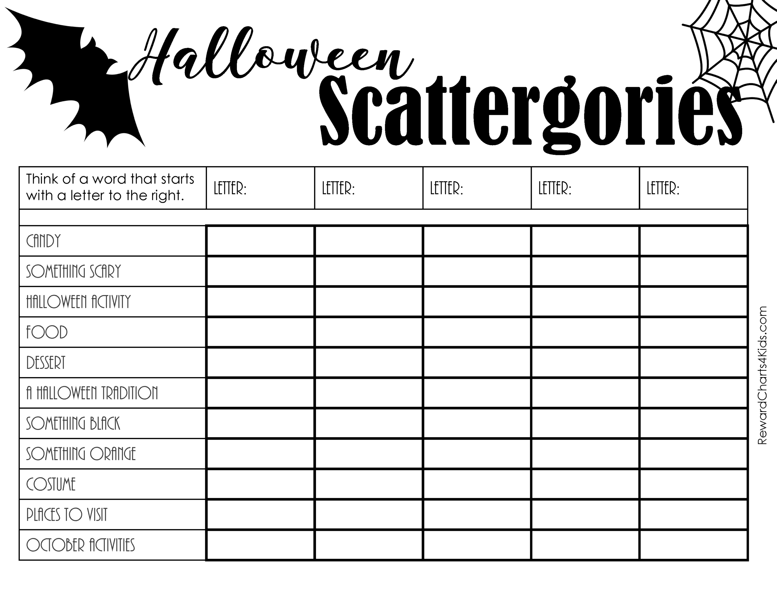 Free Printable Scattergories Lists | Instant Download for Free Printable Scattergories Answer Sheets
