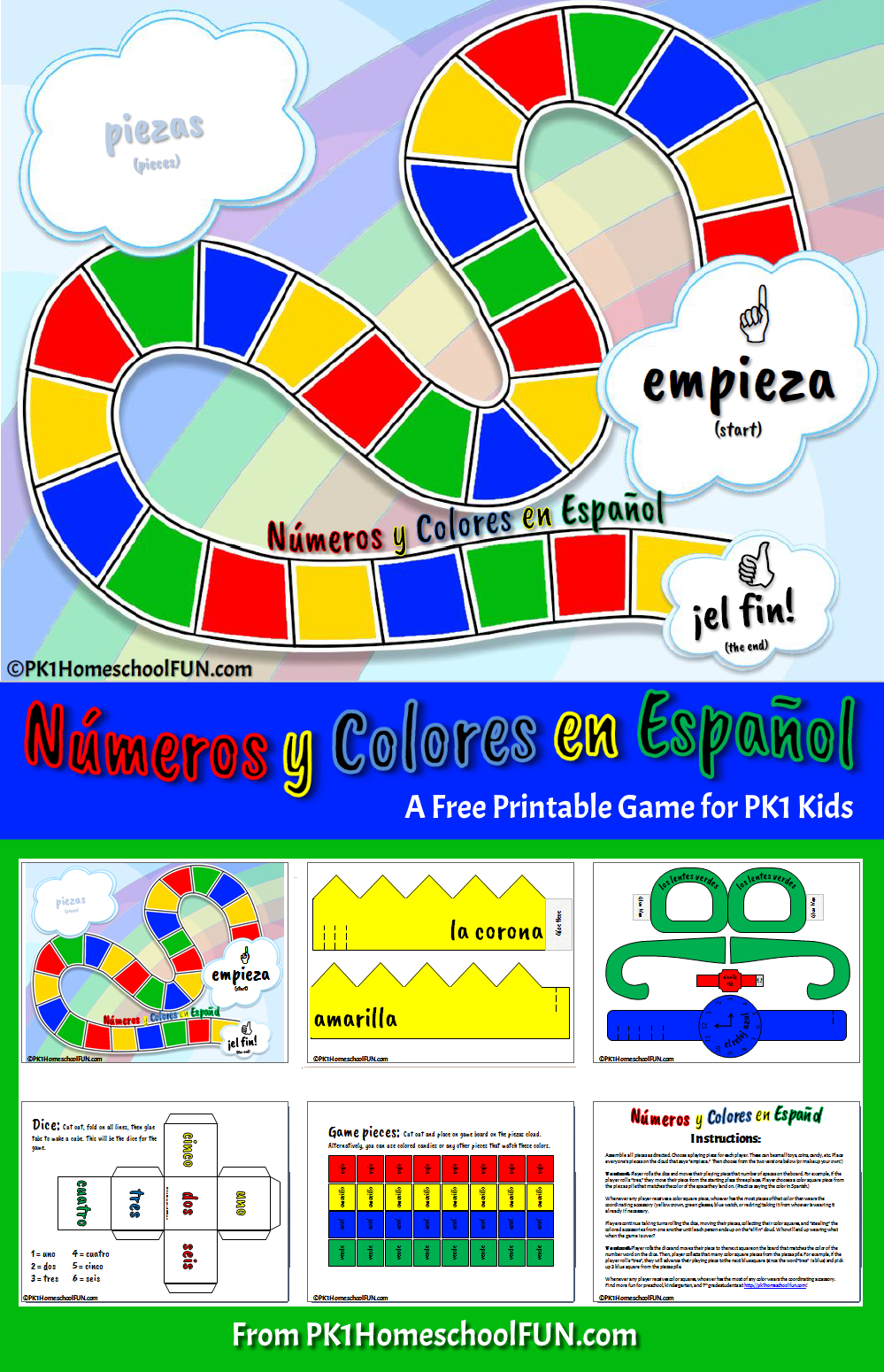 Free Printable Spanish Numbers &amp;amp; Colors Game - Pk1Kids with Free Printable Spanish Games