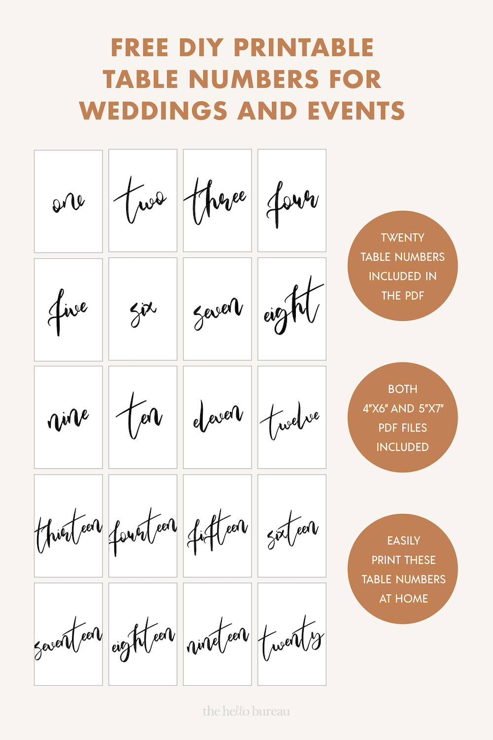 Free Printable Table Numbers For Weddings And Events - Worksheets intended for Downloadable Free Printable Table Numbers