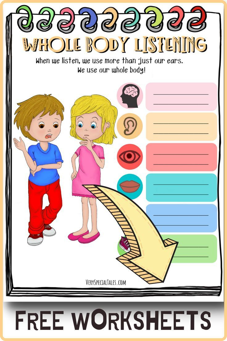 Free) Whole Body Listening Worksheets with Whole Body Listening Free Printables