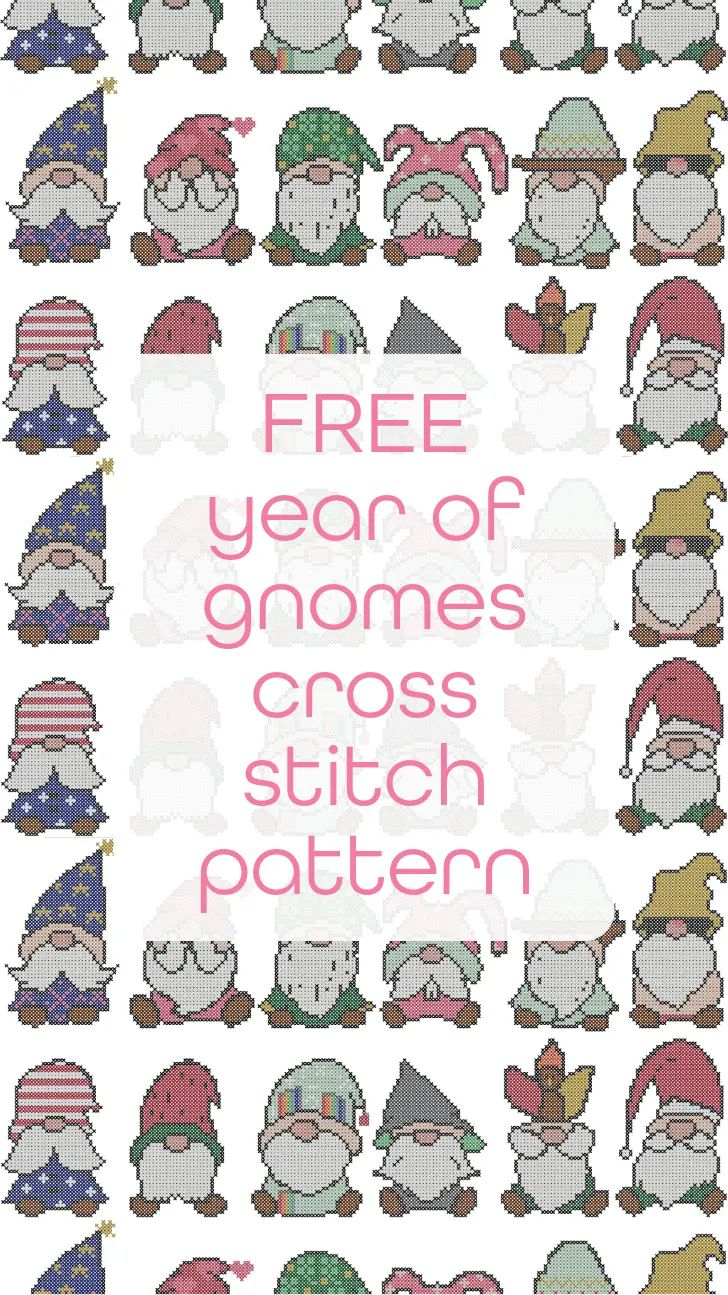 Free Year Of Gnomes Cross Stitch Pattern pertaining to Free Printable Gnome Cross Stitch Patterns