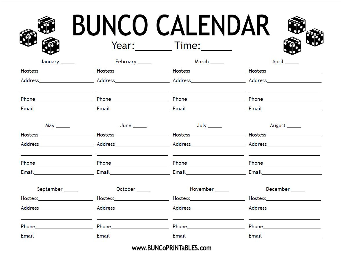 Freebies - Bunco Printables inside Free Bunco Printables