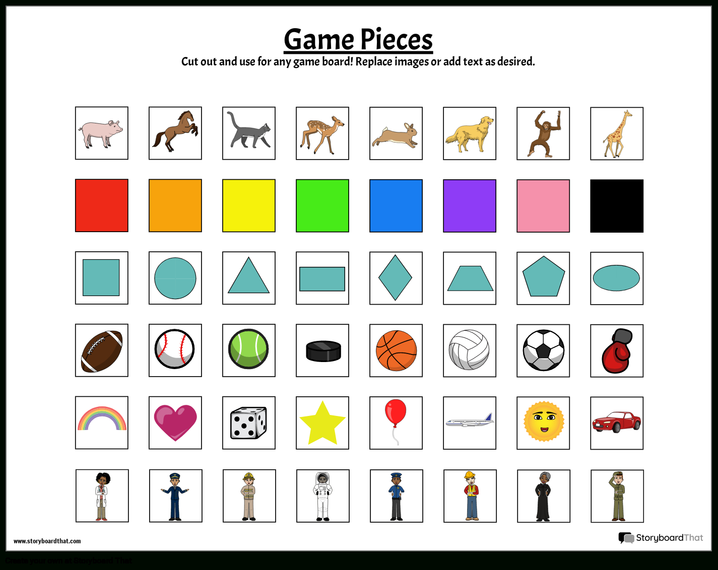 Game Pieces Storyboardposter-Templates with Free Printable Game Pieces