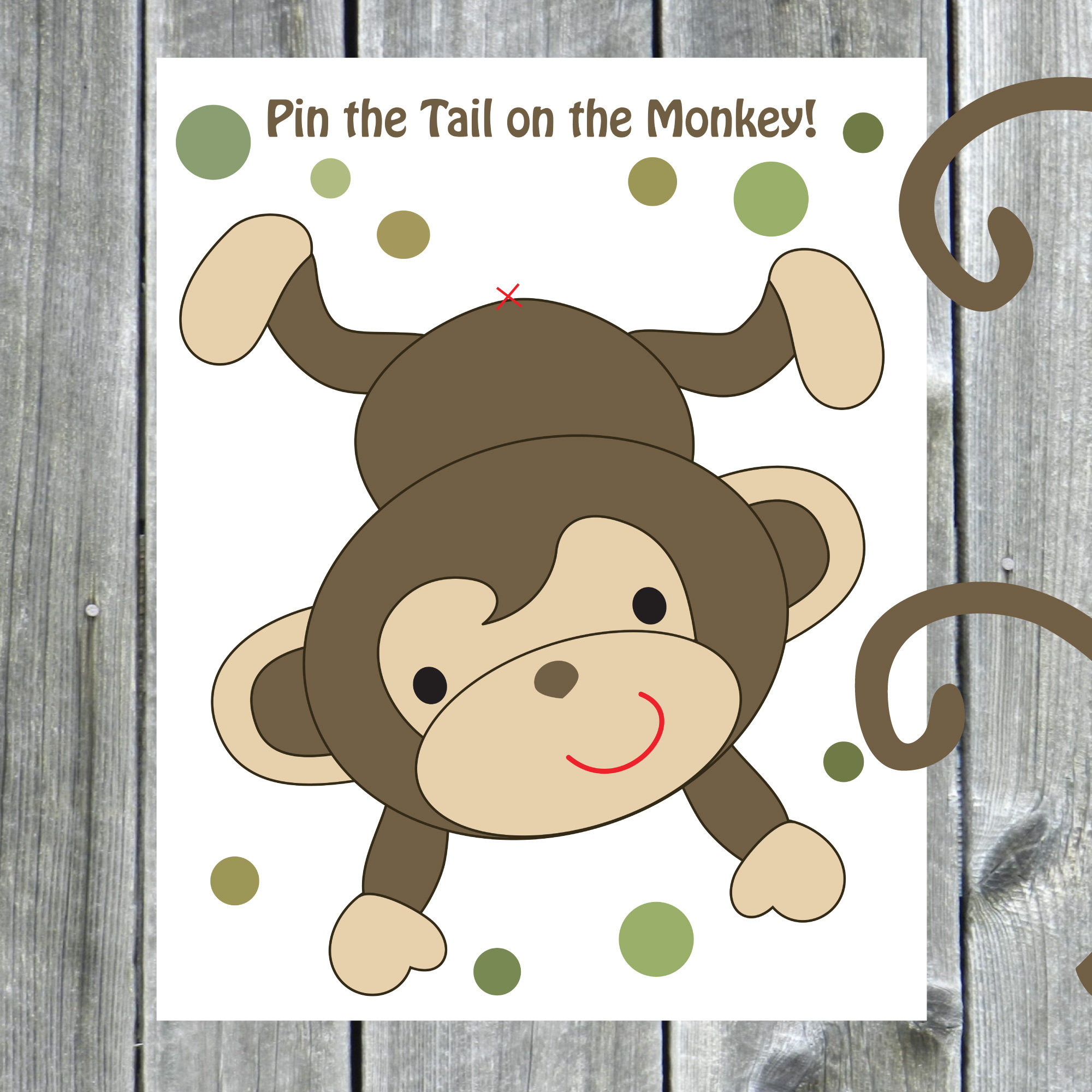 Game Pin The Tail On The Monkey Birthday Party Game Instant with Pin The Tail On The Monkey Free Printable