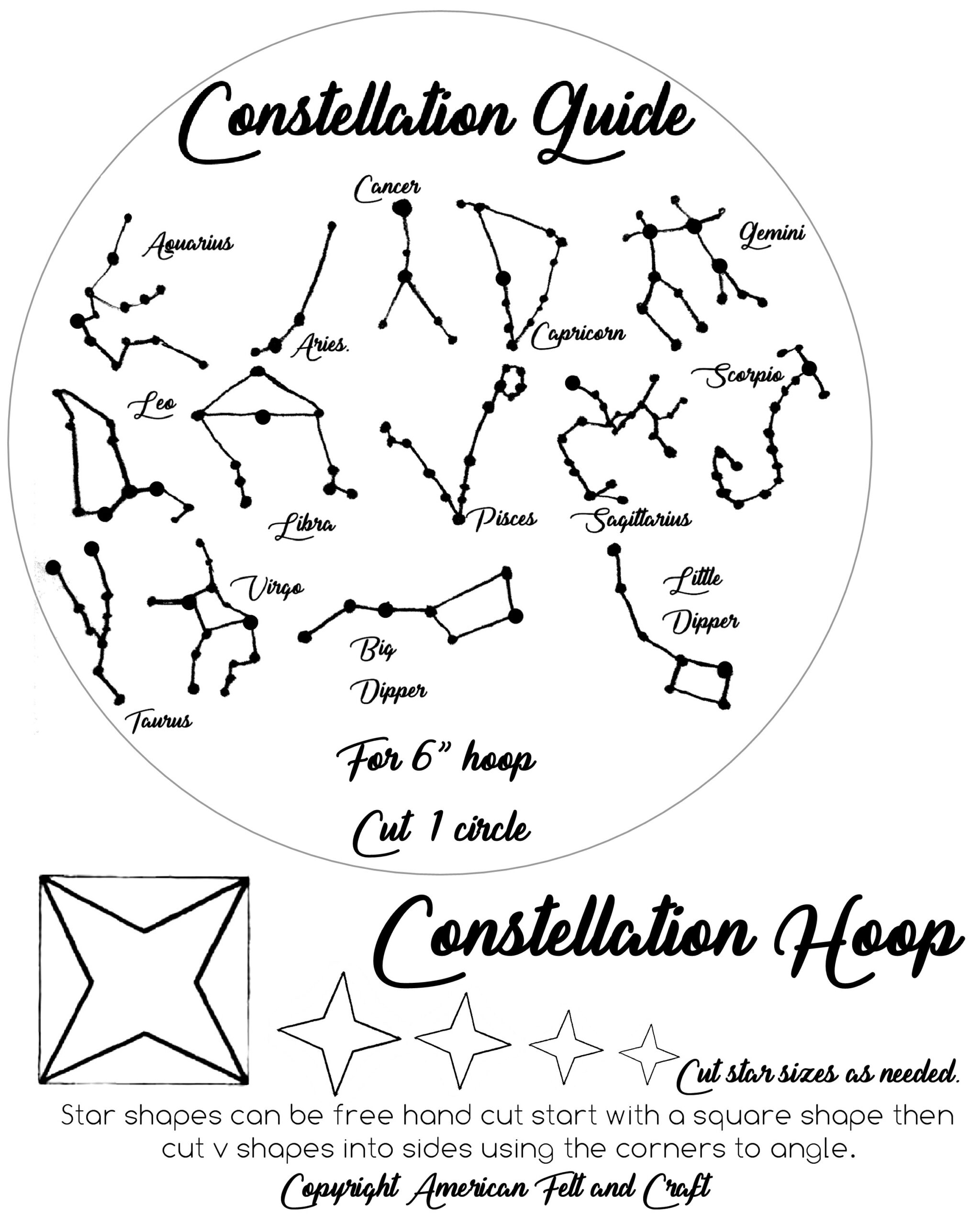 Glow In The Dark Constellation Hoops | ~American Felt &amp;amp; Craft ~ Blog in Free Printable Constellation Patterns
