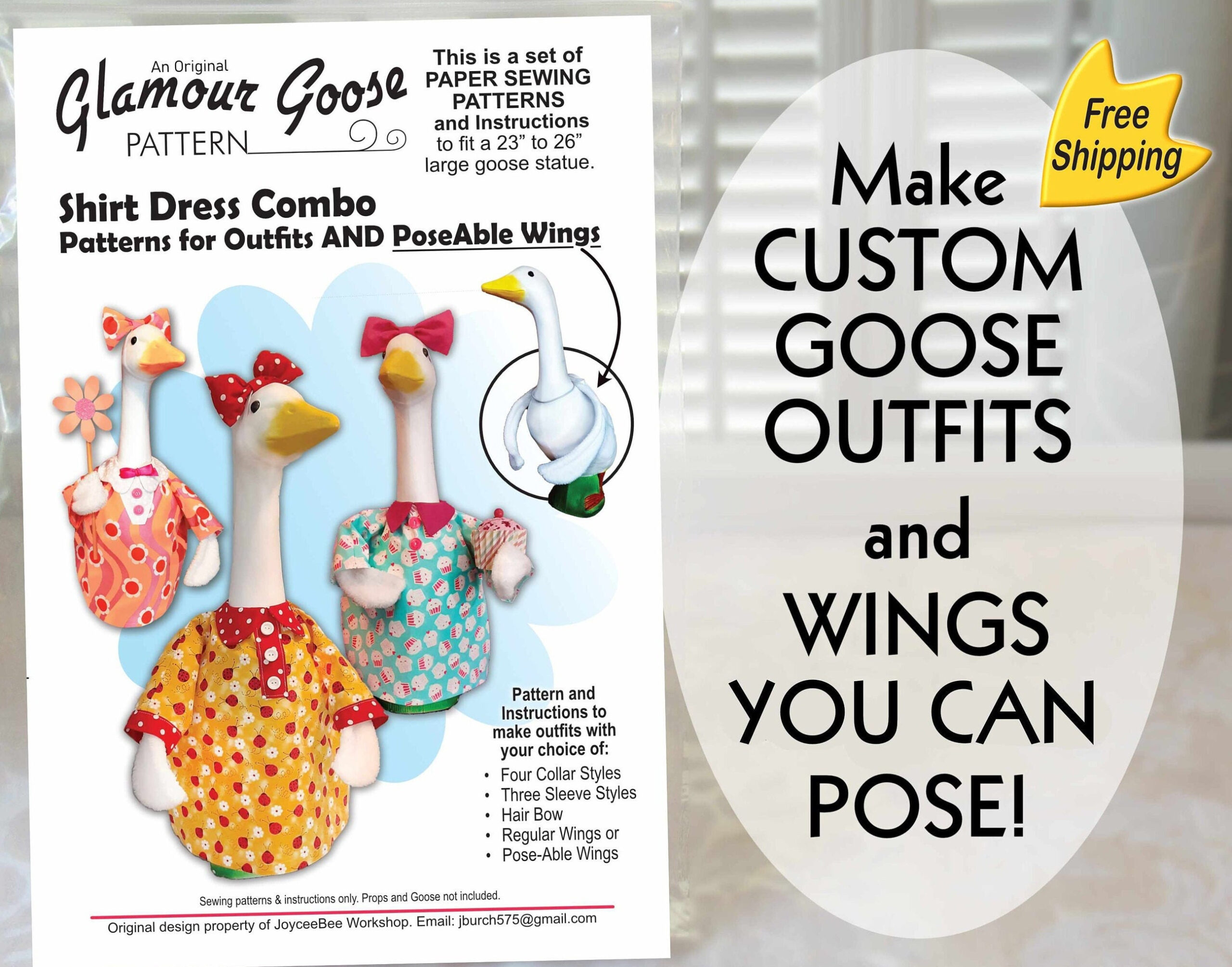 Goose Clothes Pattern For Shirt Dress &amp;amp; Poseable Wings - Etsy.de inside Printable Goose Clothes Patterns
