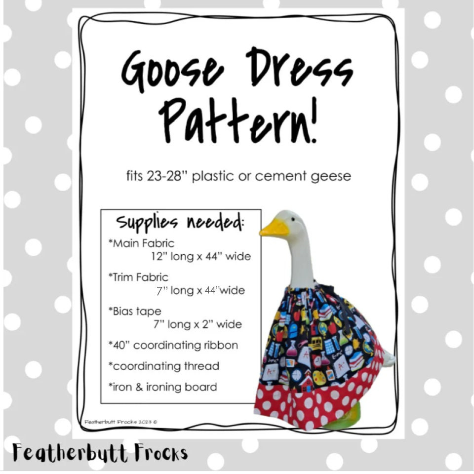 Goose Dress Sewing Pattern Pdf Instant Download Lawn Goose Porch Goose Plastic Goose Cement Goose inside Printable Goose Clothes Patterns