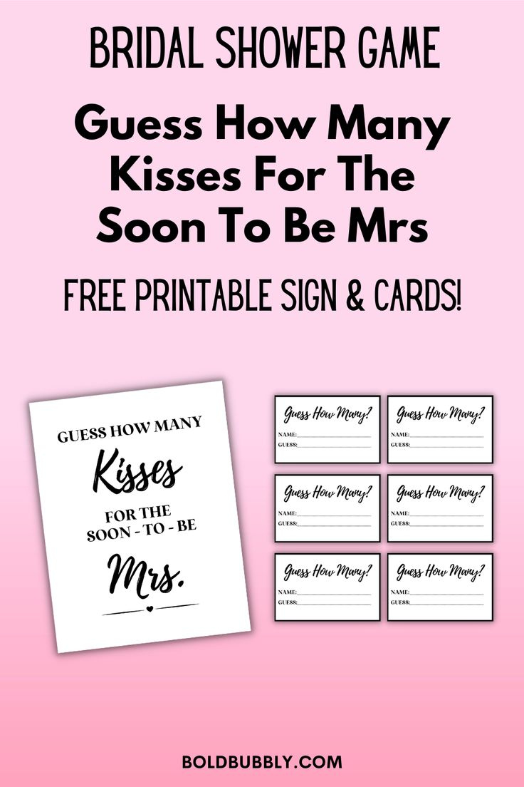 Guess How Many Kisses For The Soon To Be Mrs + Free Printable Sign intended for Guess How Many Kisses Free Printable