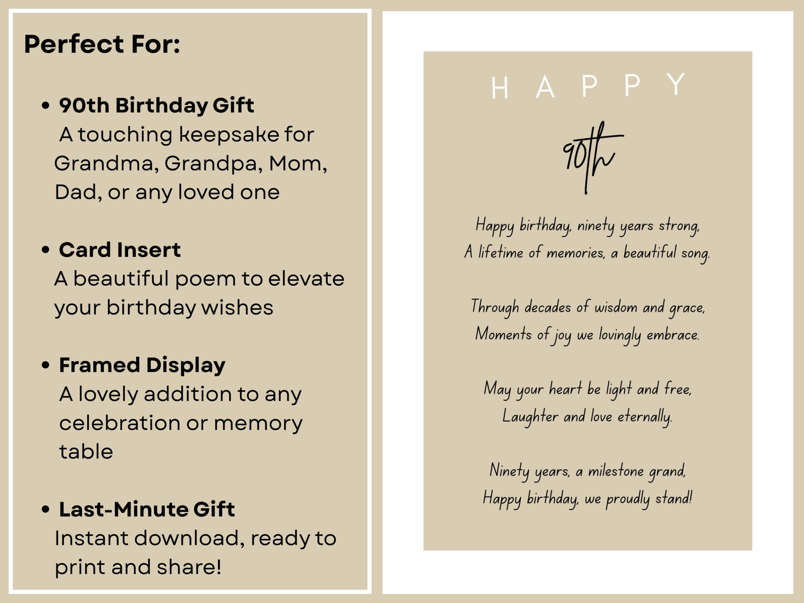 Happy 90Th Birthday Poem For Father Mother Grandmother Grandfather intended for Free Printable 90th Birthday Poems