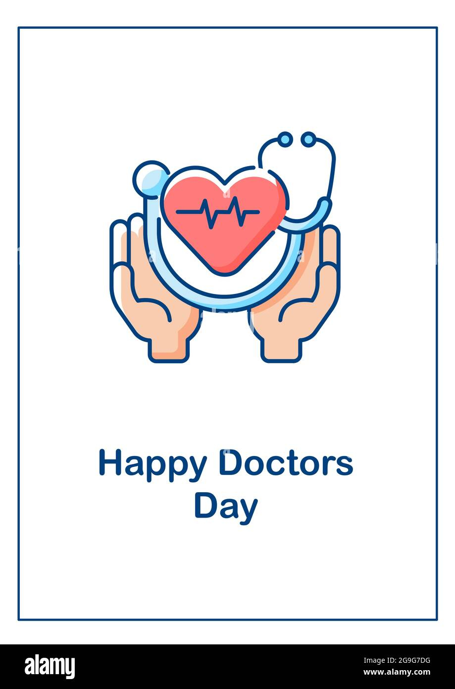 Happy Doctors Day Greeting Card With Color Icon Element Stock throughout National Doctors Day Free Printable Cards