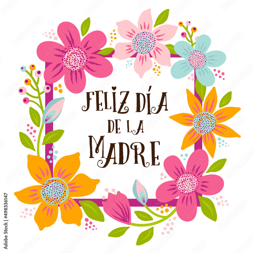 Happy Mothers Day Vector Template. Lettering Spanish Phrase In A with regard to Free Spanish Mothers Day Cards Printable