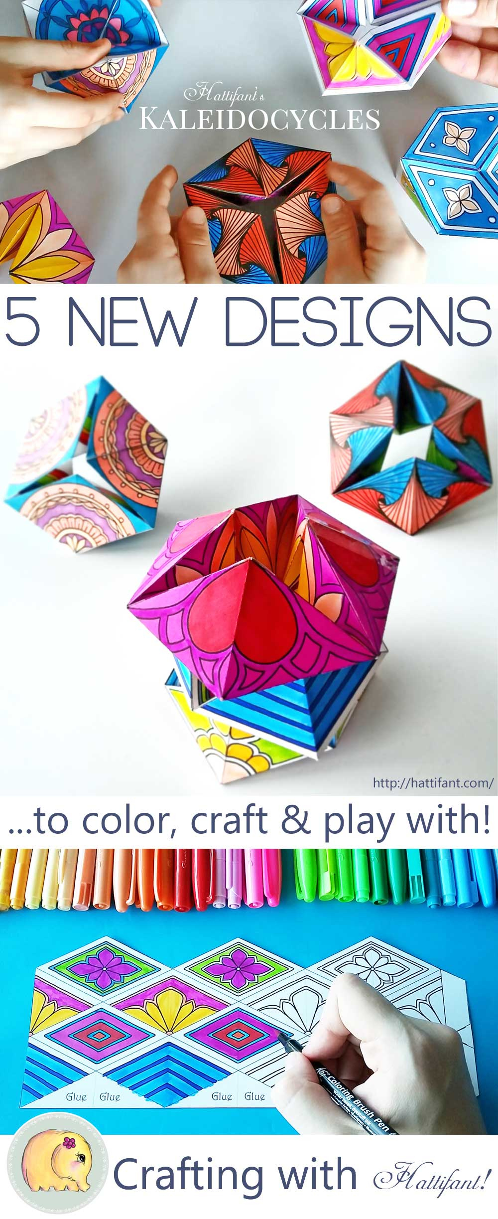 Hattifant-Kaleidocycle-Flextangle-Free-Printable-5-New-Designs for Flextangles Free Printables