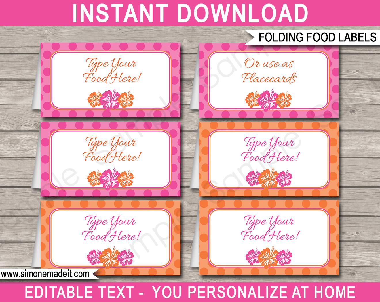 Hawaiian Luau Party Food Labels Template regarding Free Printable Hawaiian Food Labels