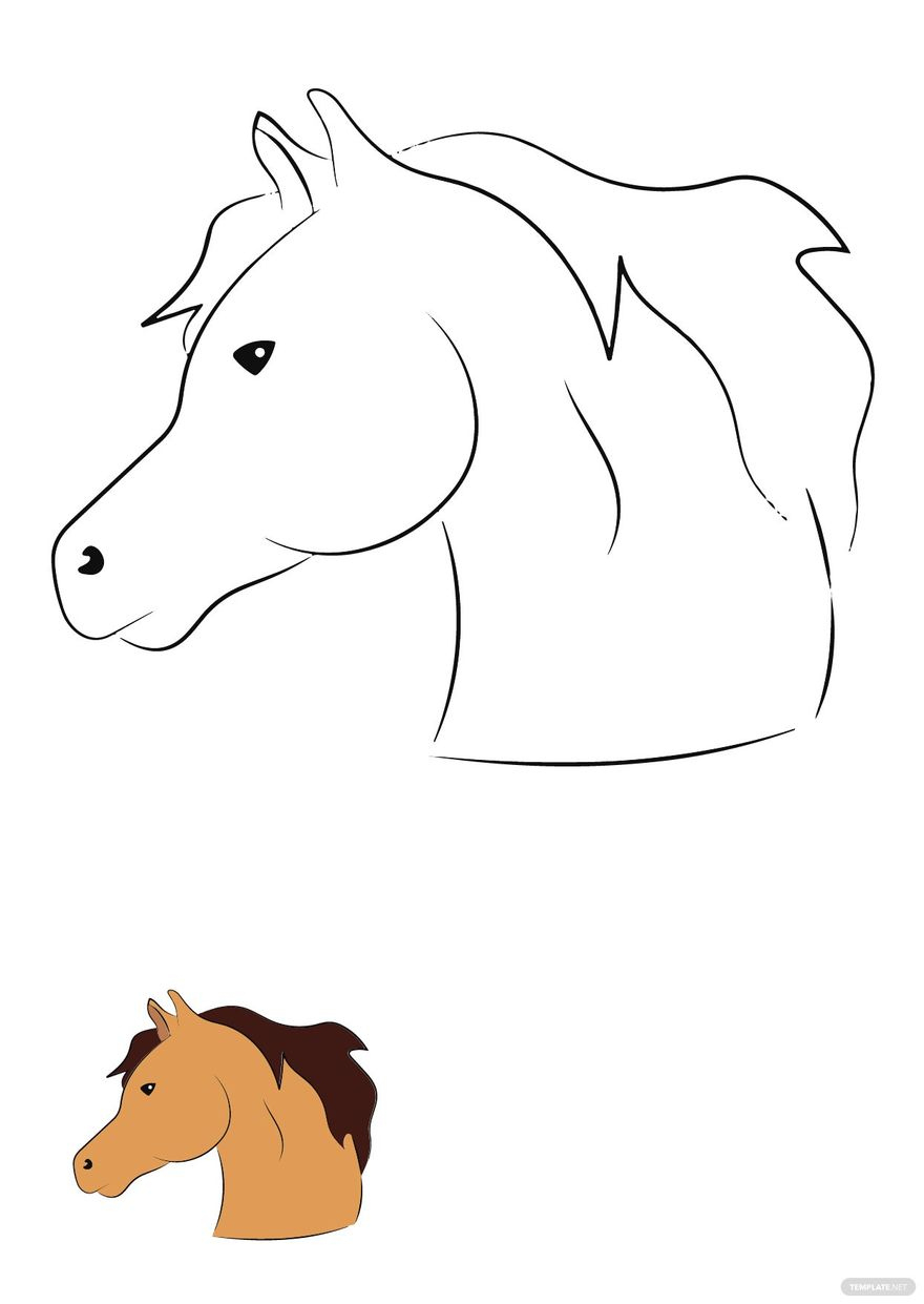 Horse Head Coloring Page In Pdf - Download | Template throughout Free Printable Horse Head Stencils