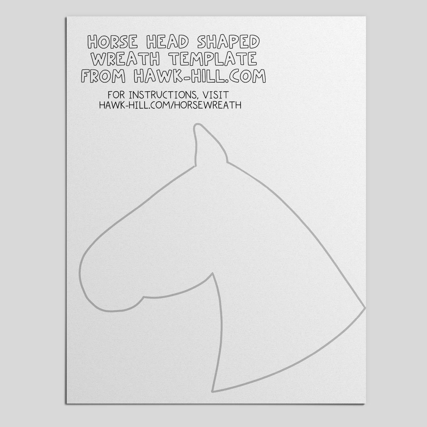Horse Head Wreath Pattern - Free Template | Hawk Hill inside Free Printable Horse Head Stencils