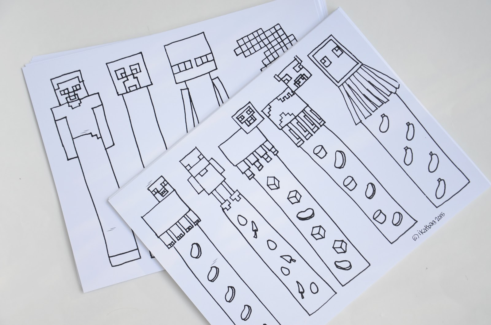 Ikat Bag: Minecraft Party: Coloring Bookmarks, Crafting Golden within Free Minecraft Bookmark Printables