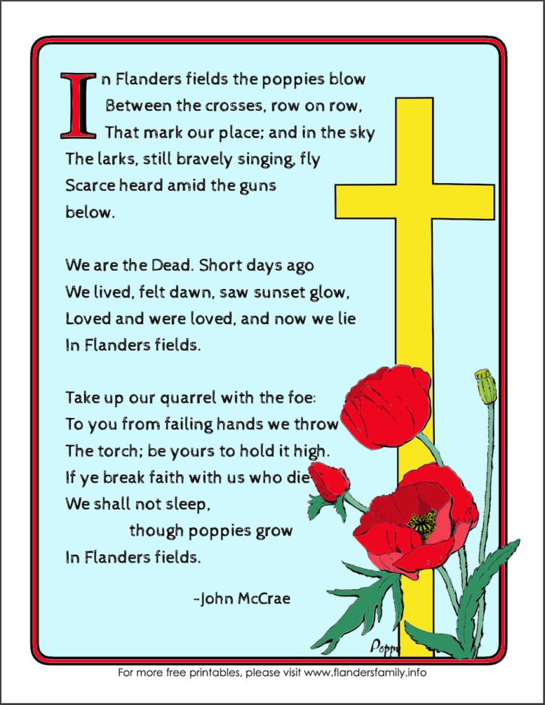 In Flanders Fields (Free Printable Poem) regarding Free Printable In Flanders Field Poem