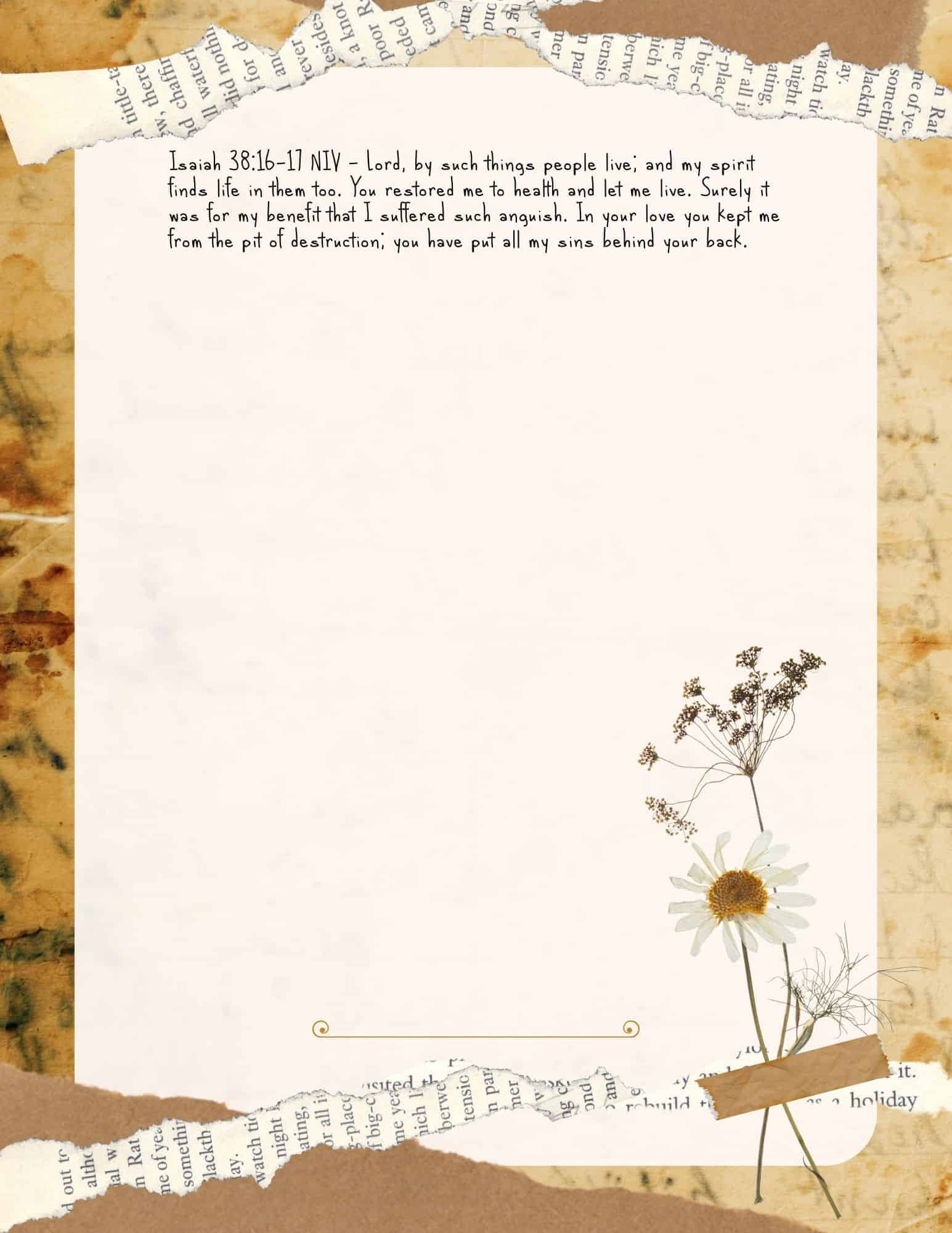 Isaiah 38:16-17 Niv - Download Free Printable Scripture Notepaper throughout Free Printable Niv Bible