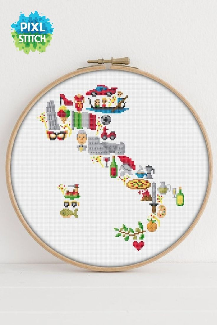 Italy Cross Stitch Pattern Printable Pdf Pattern Italy Embroidery within Free Printable Patterns of Italy