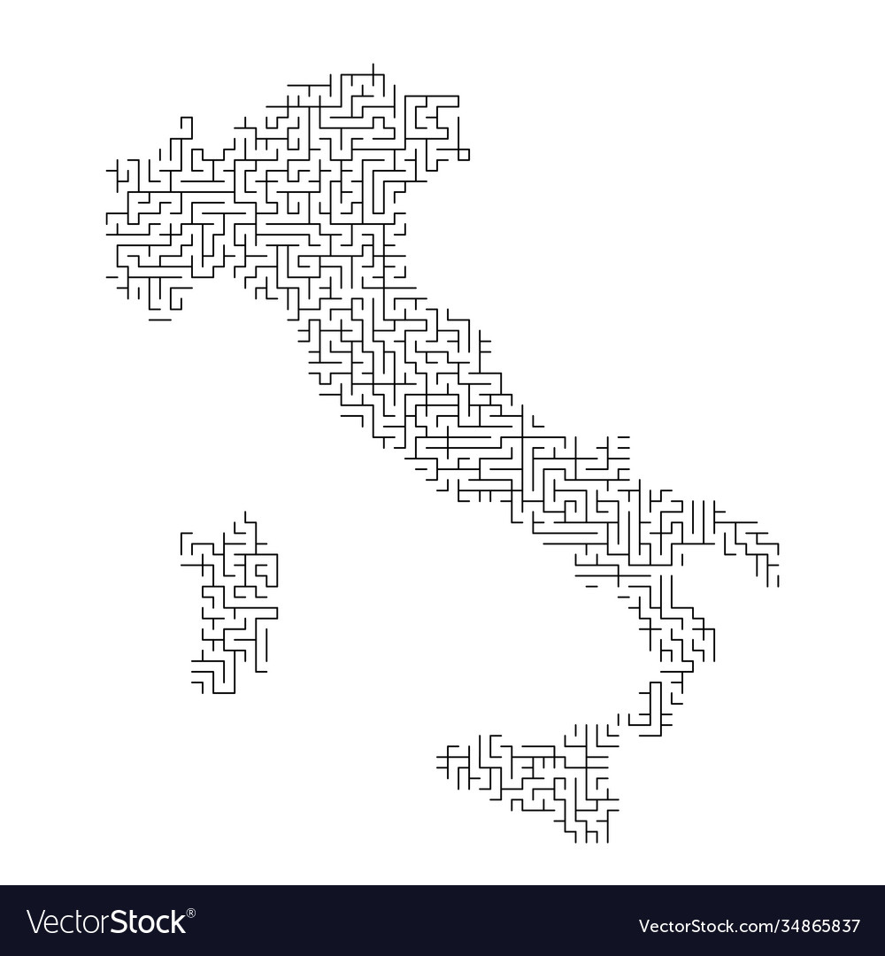 Italy Map From Black Pattern Maze Grid Royalty Free Vector throughout Free Printable Patterns Of Italy