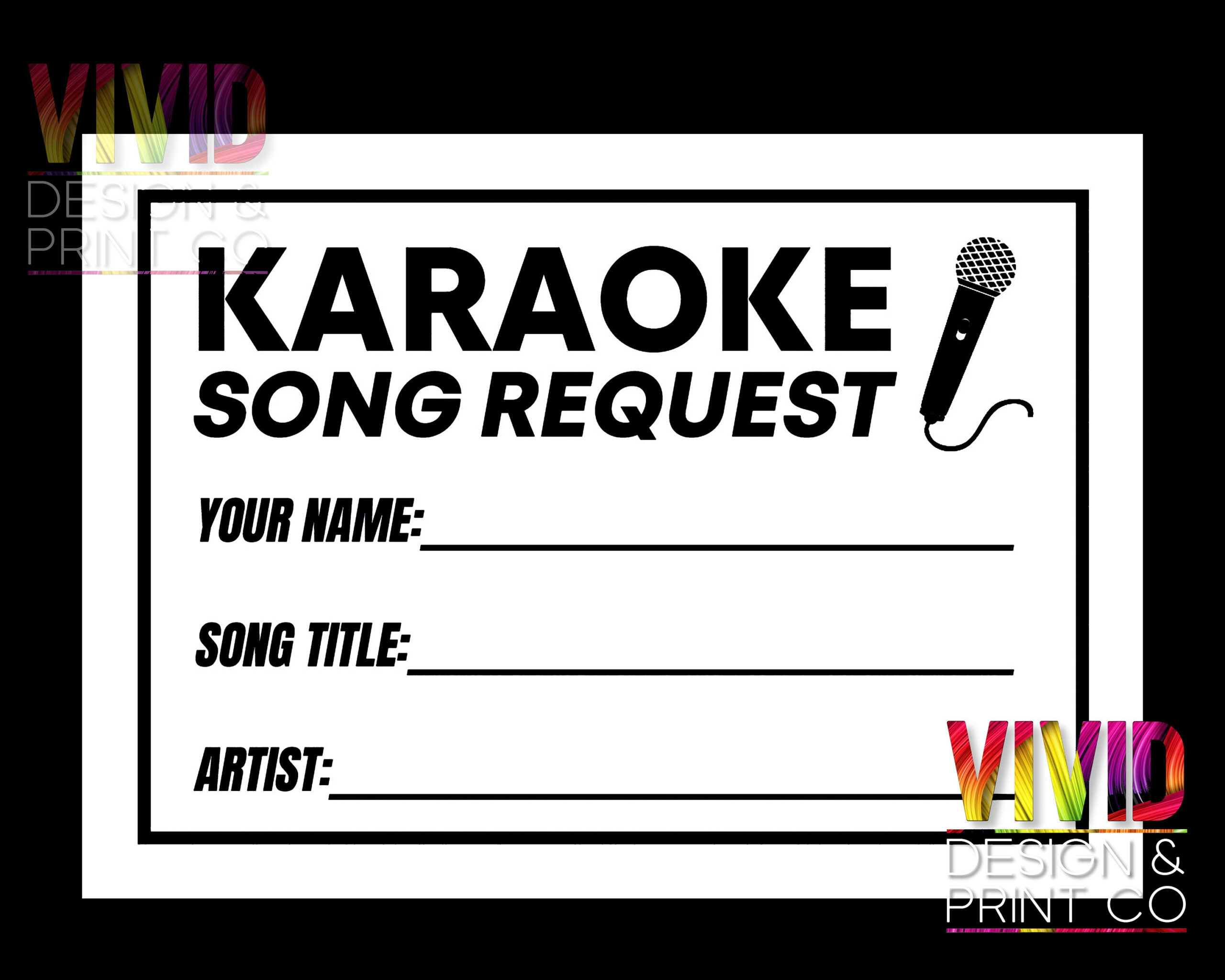 Karaoke Slips - Print At Home! Black White Digital Download 8 Per pertaining to Free Karaoke Slips Printable