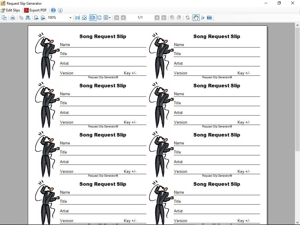 Karaoke Song Request Slip 8 Per Page Printable within Free Karaoke Slips Printable