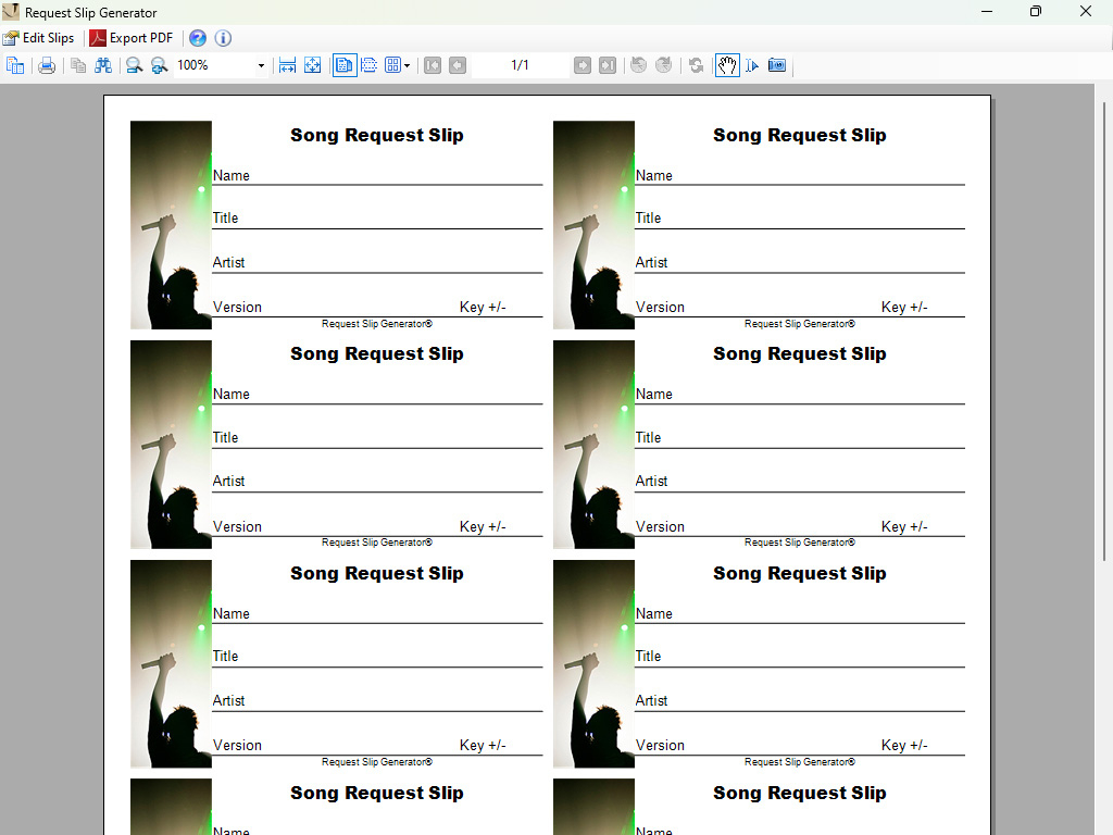 Karaosoft Request Slip Generator - Karaoke Song Request Slip for Free Karaoke Slips Printable