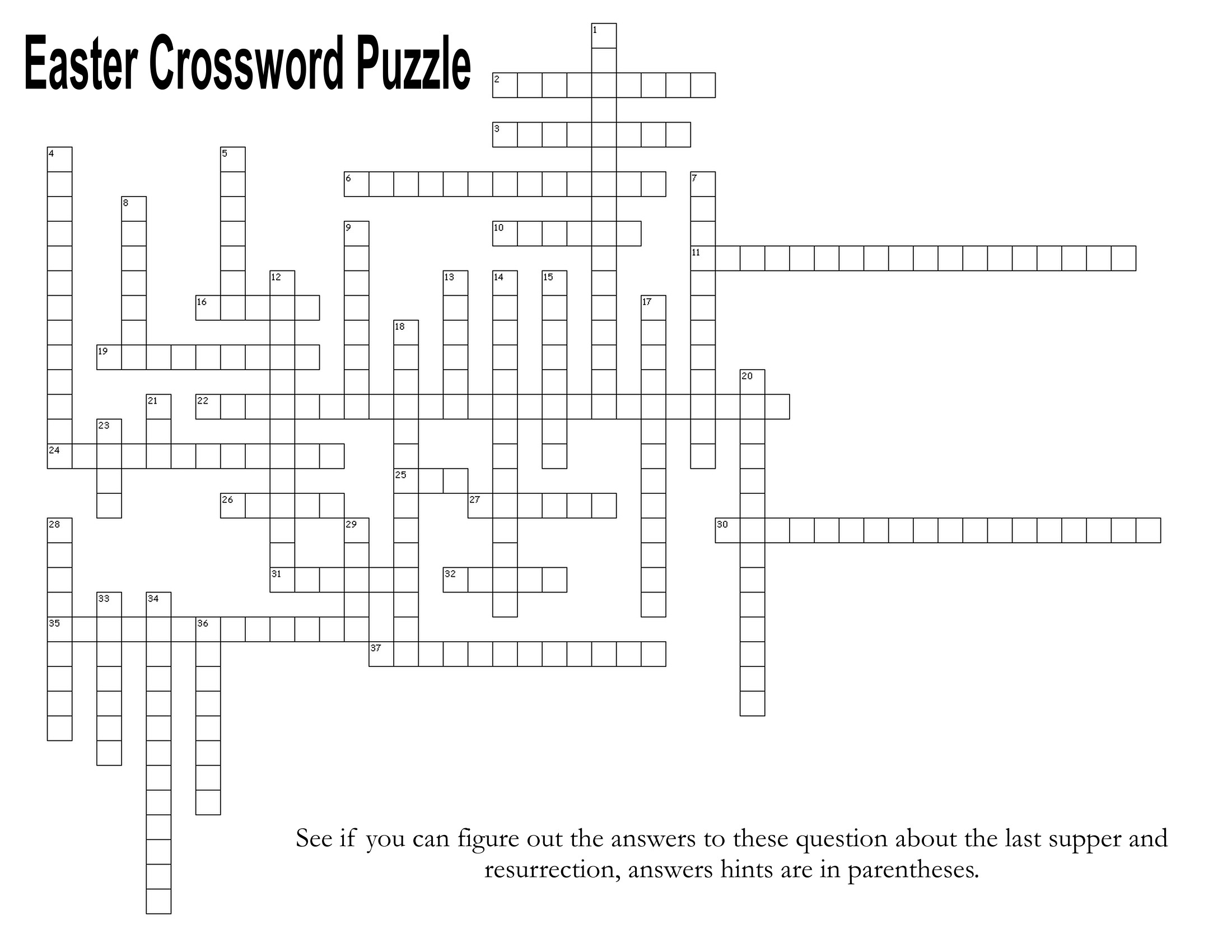Last Supper And Resurrection / Easter Crossword Puzzle – The Idea Door for Easter Crossword Puzzle Free Printable